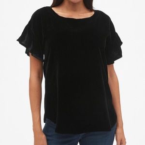 GAP | Women's Black Maternity Velvet Ruffle Top